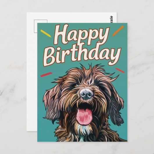 Draadharige Pointing Griffon Gefeliciteerd Briefkaart (Voorkant / Achterkant)