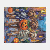 Draadharige Pointing Griffon Halloween-kostuums Fleece Deken (Voorkant (Horizontaal))