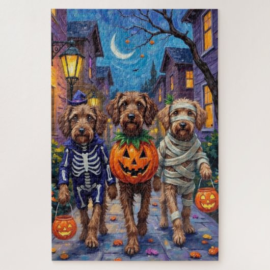 Draadharige Pointing Griffon Halloween Kostuums Legpuzzel (Verticaal)