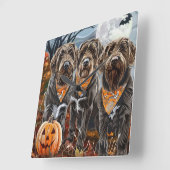 Draadharige Pointing Griffon Halloween Spoken Vierkante Klok (Hoek)