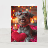 Draadharige Pointing Griffon Hartjes Valentijnsdag Kaart (Voorkant)