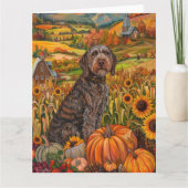 Draadharige Pointing Griffon Herfst Dankdag Kaart (Voorkant)