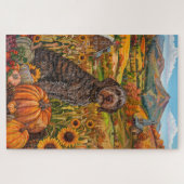 Draadharige Pointing Griffon Herfst Dankdag Legpuzzel (Horizontaal)