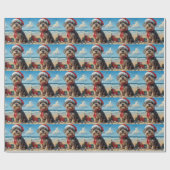 Draadharige Pointing Griffon Hond Kerstmis Strand Cadeaupapier (Vlak)