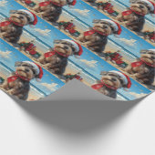 Draadharige Pointing Griffon Hond Kerstmis Strand Cadeaupapier (Hoek)