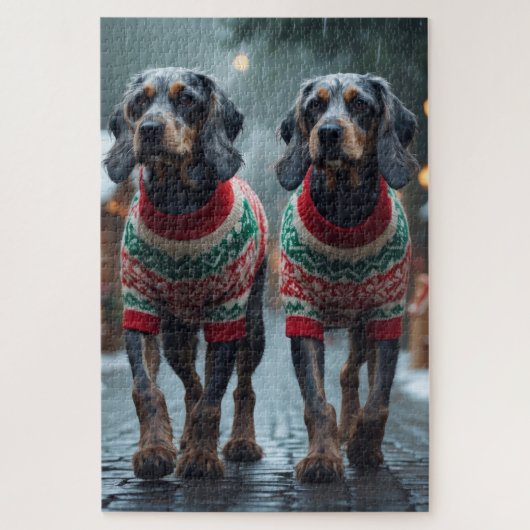Draadharige Pointing Griffon Honden Kerst Sneeuw Legpuzzel (Verticaal)