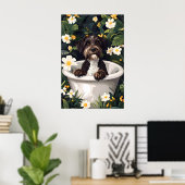Draadharige Pointing Griffon in badkuip poster (Thuiskantoor)