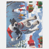 Draadharige Pointing Griffon in Sneeuw Kerstmuts Fleece Deken (Voorkant)