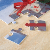 Draadharige Pointing Griffon in Sneeuw Kerstmuts Legpuzzel (Zijkant)