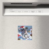 Draadharige Pointing Griffon in Sneeuw Kerstmuts Magneet (Insitu (Vaatwasser))