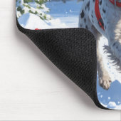 Draadharige Pointing Griffon in Sneeuw Kerstmuts Muismat (Hoek)