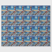 Draadharige Pointing Griffon Kerst Vuurtoren Cadeaupapier (Vlak)