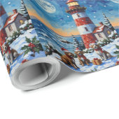 Draadharige Pointing Griffon Kerst Vuurtoren Cadeaupapier (Rol Hoek)