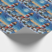 Draadharige Pointing Griffon Kerst Vuurtoren Cadeaupapier (Hoek)