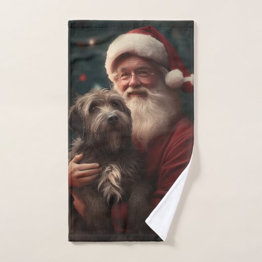 Draadharige Pointing Griffon Kerstman Kerstmis Bad Handdoek (Handdoek)
