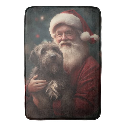 Draadharige Pointing Griffon Kerstman Kerstmis Badmat (Voorkant Verticaal)