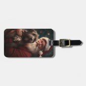 Draadharige Pointing Griffon Kerstman Kerstmis Bagagelabel (Voorkant horizontaal)