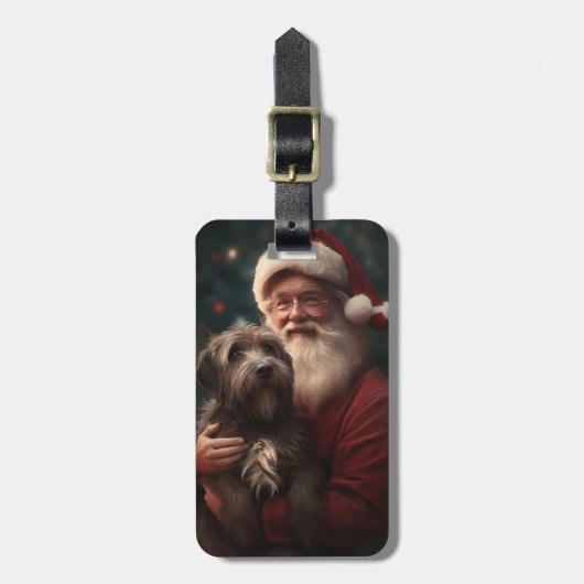 Draadharige Pointing Griffon Kerstman Kerstmis Bagagelabel (Voorkant verticaal)