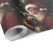 Draadharige Pointing Griffon Kerstman Kerstmis Cadeaupapier (Rol Hoek)