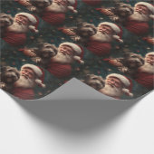 Draadharige Pointing Griffon Kerstman Kerstmis Cadeaupapier (Hoek)