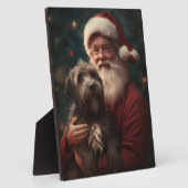 Draadharige Pointing Griffon Kerstman Kerstmis Fotoplaat (Zijkant)