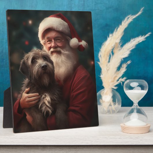 Draadharige Pointing Griffon Kerstman Kerstmis Fotoplaat (Zijkant)