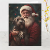 Draadharige Pointing Griffon Kerstman Kerstmis Kaart (Gele Bloem)