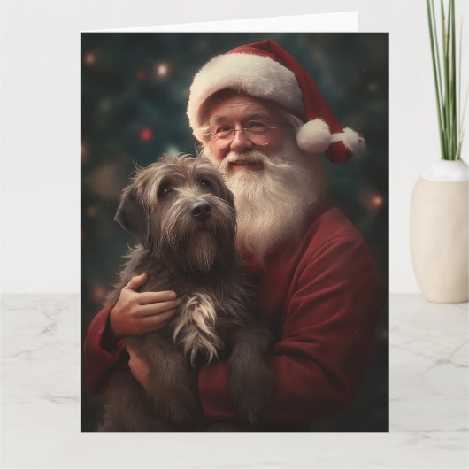 Draadharige Pointing Griffon Kerstman Kerstmis Kaart (Voorkant)