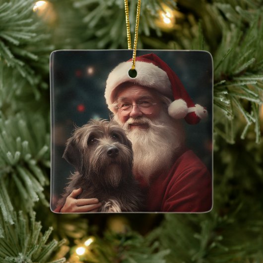Draadharige Pointing Griffon Kerstman Kerstmis Keramisch Ornament (Boom)