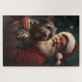 Draadharige Pointing Griffon Kerstman Kerstmis Legpuzzel (Horizontaal)