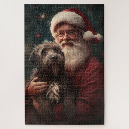 Draadharige Pointing Griffon Kerstman Kerstmis Legpuzzel (Verticaal)