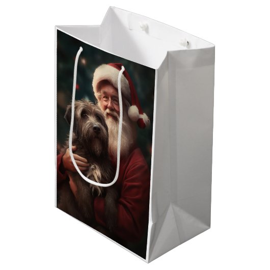 Draadharige Pointing Griffon Kerstman Kerstmis Medium Cadeauzakje (Voorkant Gekanteld)