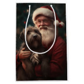 Draadharige Pointing Griffon Kerstman Kerstmis Medium Cadeauzakje (Voorkant)