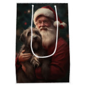 Draadharige Pointing Griffon Kerstman Kerstmis Medium Cadeauzakje (Achterkant)