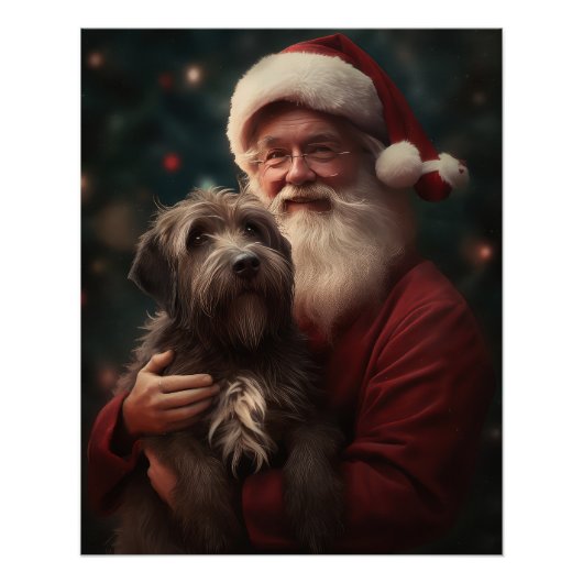 Draadharige Pointing Griffon Kerstman Kerstmis Perfect Poster (Voorkant)