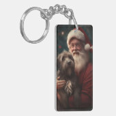 Draadharige Pointing Griffon Kerstman Kerstmis Sleutelhanger (Voorkant Links)