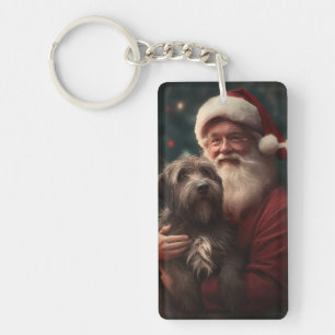 Draadharige Pointing Griffon Kerstman Kerstmis Sleutelhanger
