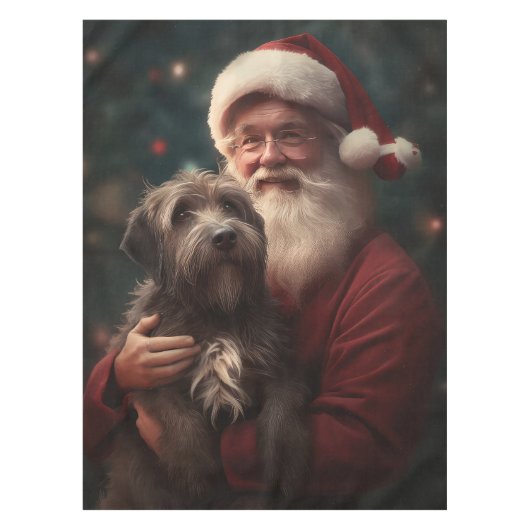 Draadharige Pointing Griffon Kerstman Kerstmis Tafelkleed (Voorkant)