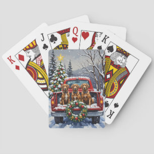 Draadharige Pointing Griffon Kerstmis Rode Truck Pokerkaarten