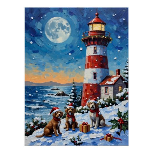 Draadharige Pointing Griffon Kerstvuurtoren Perfect Poster (Voorkant)