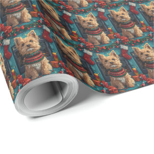 Draadharige Pointing Griffon met kerstcadeaus Cadeaupapier