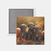 Draadharige Pointing Griffon Puppy Herfst Magneet (Voorkant / Achterkant)