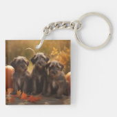 Draadharige Pointing Griffon Puppy Herfst Sleutelhanger (Achterkant)