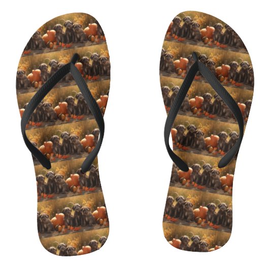 Draadharige Pointing Griffon Puppy Herfst Teenslippers (Voetbed)