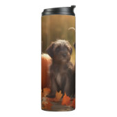 Draadharige Pointing Griffon Puppy Herfst Thermosbeker (Gedraaid links)