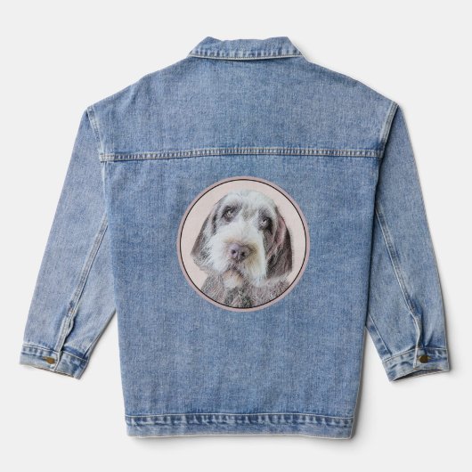 Draadharige Pointing Griffon Schilderij - Honden K Denim Jacket (Achterkant)
