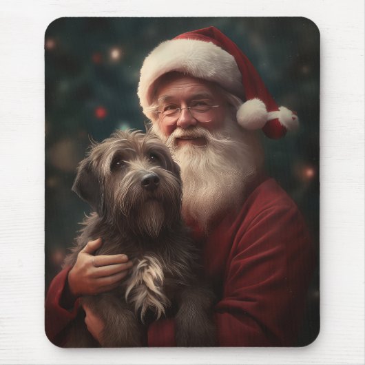 Draadharige Pointing Griffon Sinterklaas Kerstmis Muismat (Voorkant)