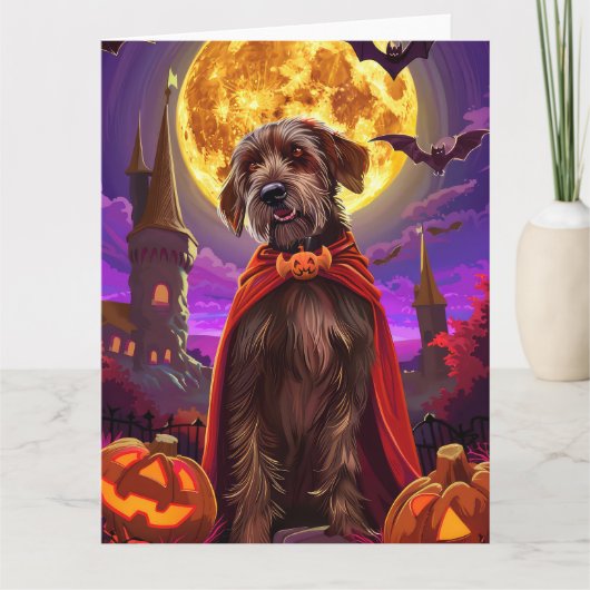 Draadharige Pointing Griffon Vampier Pompoenen Ver Kaart (Voorkant)