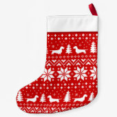 Draadharige teckel silhouetten patroon rood kleine kerstsok (Achterkant)