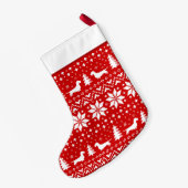 Draadharige teckel silhouetten patroon rood kleine kerstsok (Achterkant (Hangend))